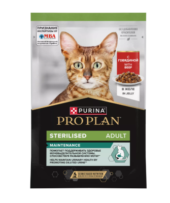 Проплан Пауч д/кошек стерилизованных говядина в желе 85г