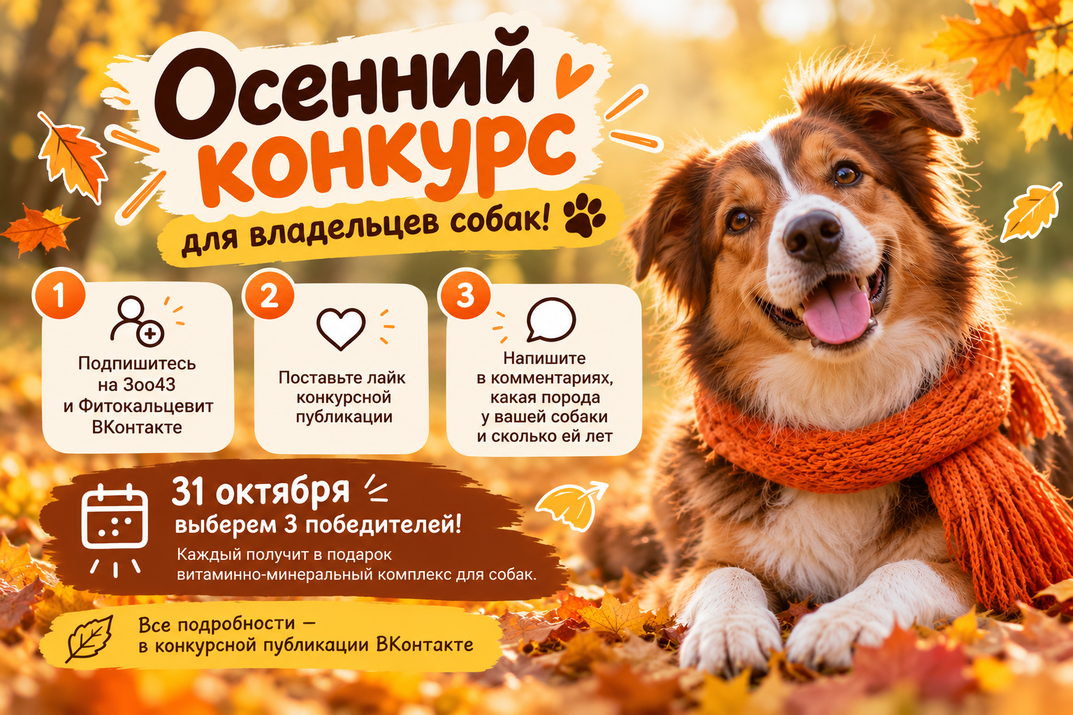 Осенний конкурс Зоо43: подарки для владельцев собак Осенний конкурс Зоо43: подарки для владельцев собак