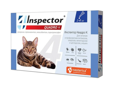 Инспектор Квадро К капли для кошек до 4кг
