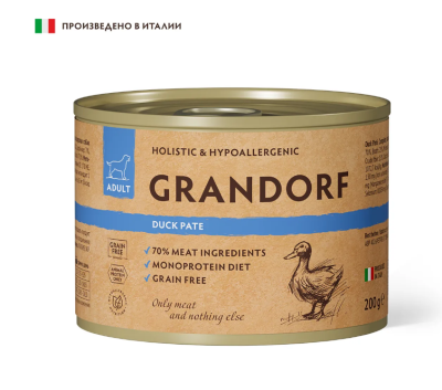GRANDORF Консервы для собак Паштет из утки 200 г