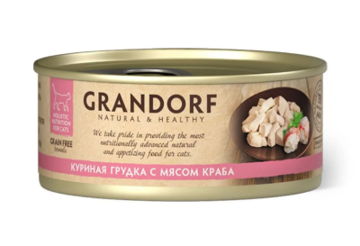 GRANDORF Консервы для кошек  Куриная грудка с мясом краба 70гр
