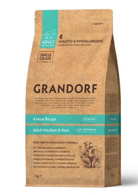 GRANDORF для собак средних и крупных пород 4 мяса с пробиотиками 1кг 
