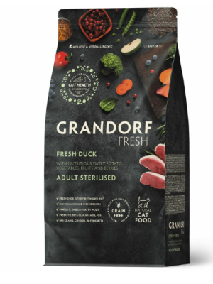 GRANDORF Fresh Сухой корм для стерилизованных кошек Свежее мясо утки с бататом 2кг