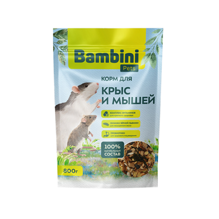 Bambini Pets Корм для для крыс и мышей, 800гр копия