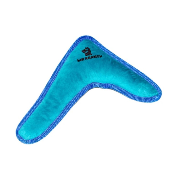 1Mr.Kranch Игрушка для собак мелких и средних пород Бумеранг с пищалкой 22х19х4,5см, синий