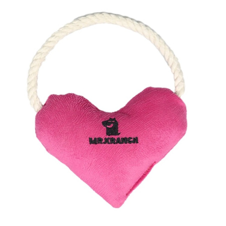 2Mr.Kranch для собак мелких и средних пород Сердечко с канатом и пищалкой 15х12х4см, розовое