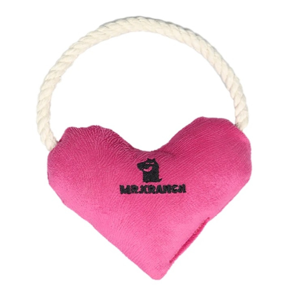 2Mr.Kranch для собак мелких и средних пород Сердечко с канатом и пищалкой 15х12х4см, розовое